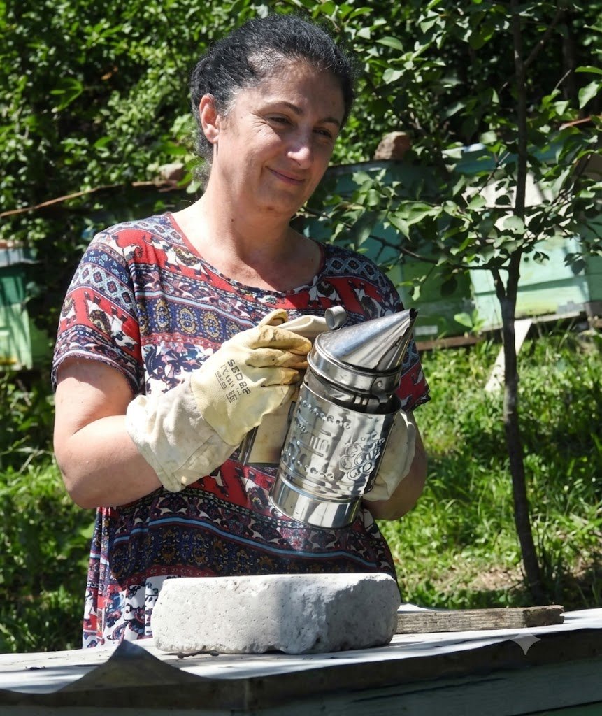 A small-grants beneficiary at work in the mountains